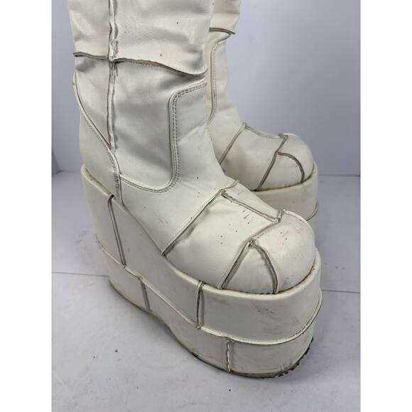 Demonia White Stack-301 knee-high boots Size Men 6 - Picture 6 of 16